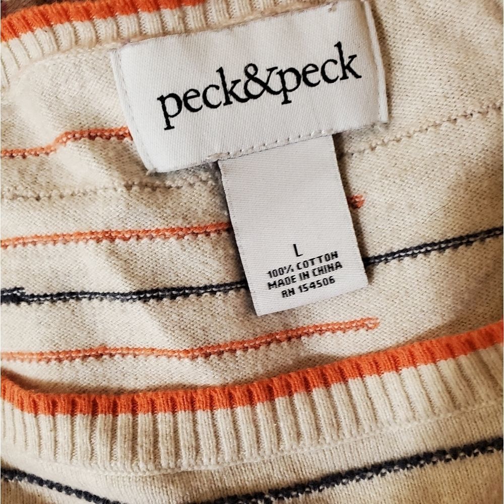 Peck&Peck Cream With Multicolor Line Accent Cotto… - image 4